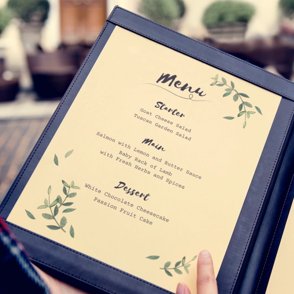  Hanging Menu Sign Mockup Right View - 1320x1320